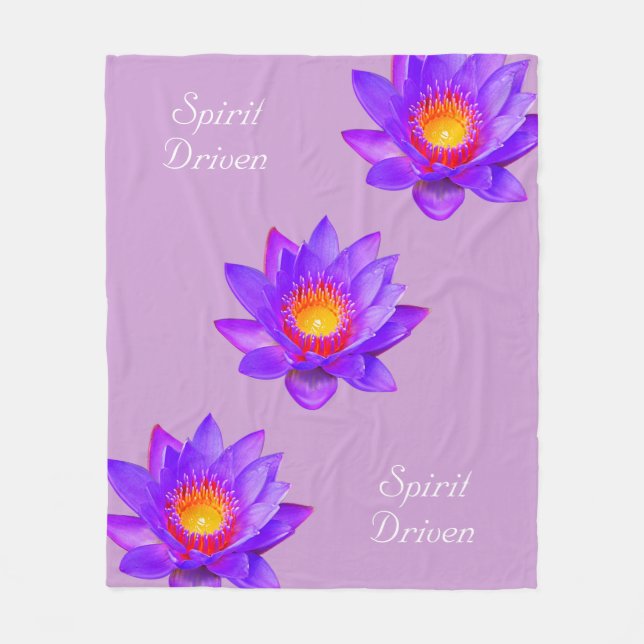 Spirit Driven Lotus Flowers on Violet Fleece Blanket (Front)