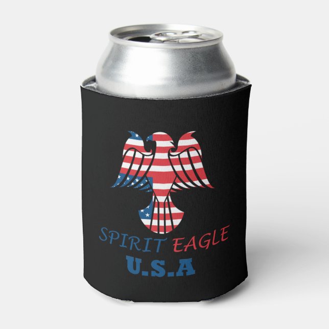 Spirit eagle USA flag Can Cooler (Can Front)