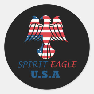 Spirit eagle USA flag Classic Round Sticker