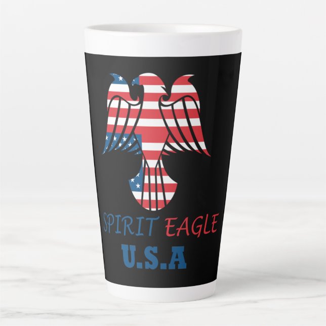 Spirit eagle USA flag Latte Mug (Front)