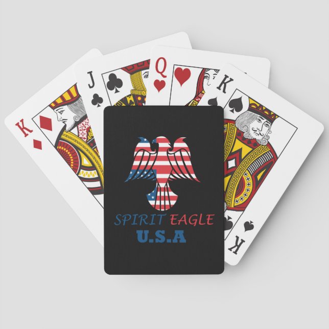 Spirit eagle USA flag Playing Cards (Back)