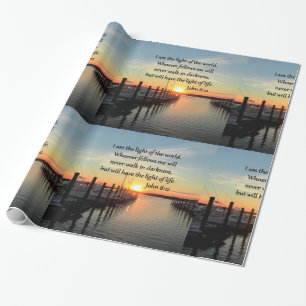 SPIRIT FILLED JOHN 8;12 SCRIPTURE DESIGN WRAPPING PAPER