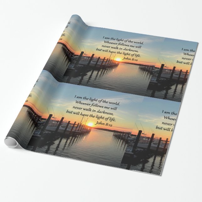 SPIRIT FILLED JOHN 8;12 SCRIPTURE DESIGN WRAPPING PAPER (Unrolled)
