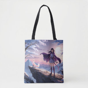 Spirit Fox Twilight Anime Fantasy Tote Bag