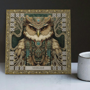 Spirit Guardian Owl: Personalised Tribal Jewelled Tile