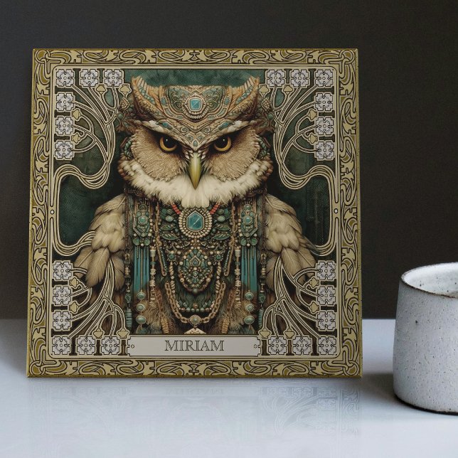 Spirit Guardian Owl: Personalised Tribal Jewelled  Tile (Creator Uploaded)