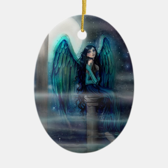 Spirit Guide Angel Fantasy Art by Molly Harrison Ceramic Tree Decoration (Front)