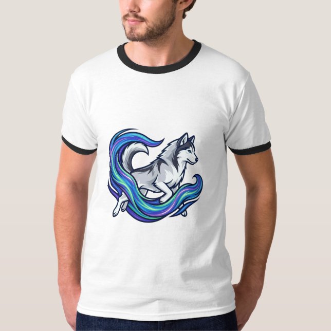 Spirit Husky Electric Blue Aura Graphic T-Shirt (Front)