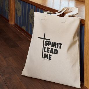 Spirit Lead Me Typography Christian Tote Bag
