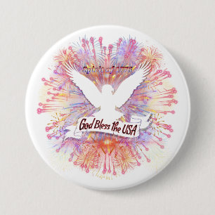 Spirit of 1776 God Bless the USA Banner Bald Eagle 7.5 Cm Round Badge
