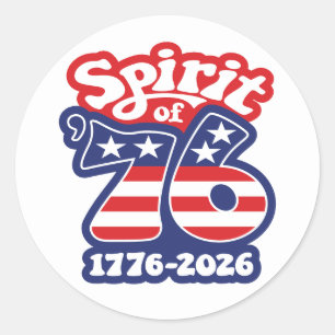 Spirit of 76 - Groovy USA 250 - 1776-2026 Classic Round Sticker