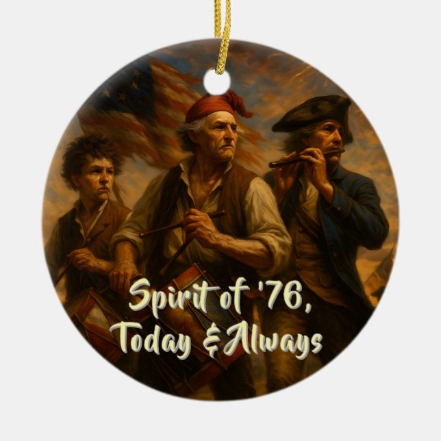 Spirit of ’76 Keepsake • 1776–2026 Personalizable! Ceramic Tree Decoration (Front)