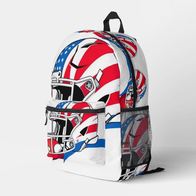 "Spirit of American Football - Strength, Courage,  Printed Backpack (Back Corner Right)