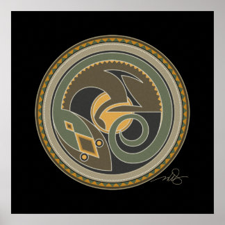 Spirit Of Lizard black background Poster