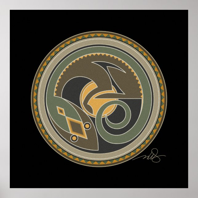 Spirit Of Lizard black background Poster (Front)