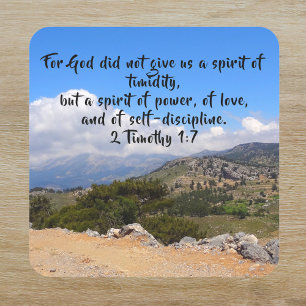 Spirit Of Power 2 Timothy 1:7 Bible Verse Square Sticker