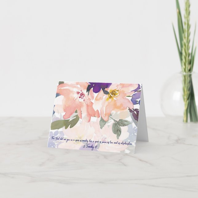 Spirit of power watercolor floral Christian Note Card (Front)