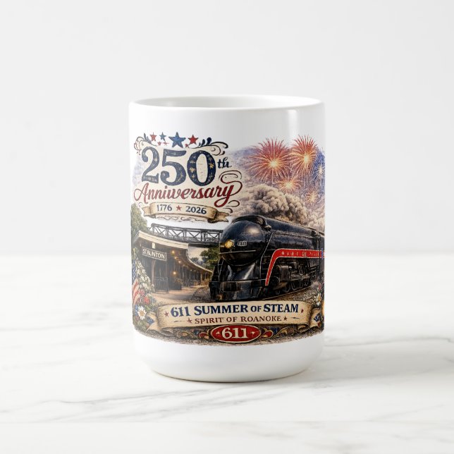 "Spirit of Roanoke" 611 Steam Engine Coffee Mug (Center)