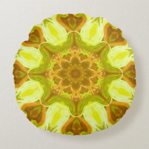 Spirit of solar foliage abstract Pattern Round Cushion