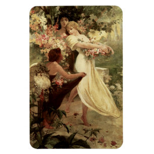 Spirit Of Spring by Alphonse Mucha Magnet