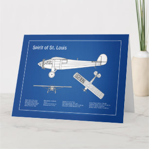 Spirit of St. Louis - Aeroplane Blueprint Plans AB Thank You Card
