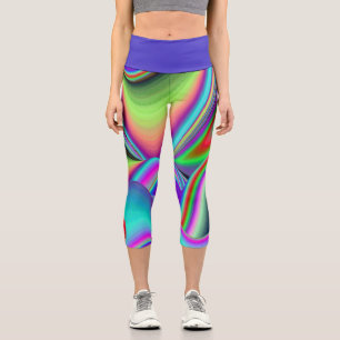 Spirit of Summer Breeze , Abstract 3D Rainbowart Capri Leggings
