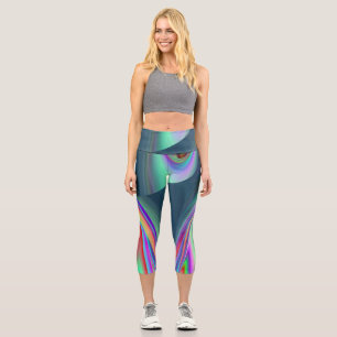 Spirit of Summer Breeze , Abstract 3D Rainbowart Capri Leggings