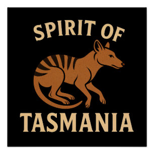 Spirit of Tasmania – Vintage Thylacine Typography Poster