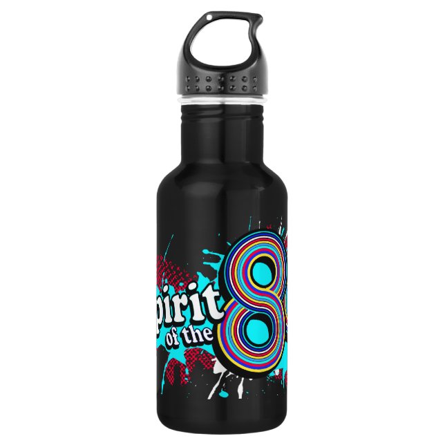 Spirit of the 80's retro black drinks bottle (Front)