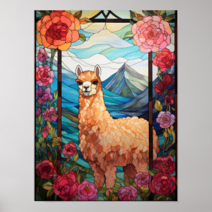 Spirit of the Andes Alpaca Stained Glass Art Poster