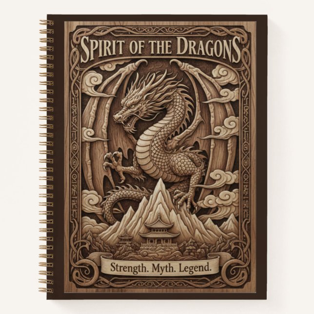 Spirit of the Dragons Mythic Wood Carved Journal (Front)