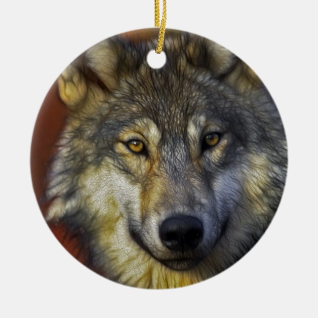 Spirit of the Wolf - Therian wolf photo gifts Ceramic Tree Decoration (Front)
