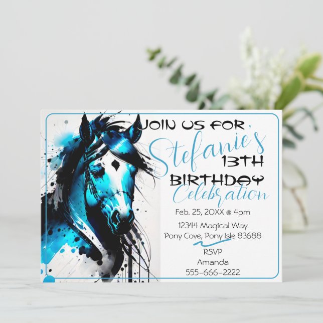 Spirit Pony 16 Birthday Invitation (Standing Front)