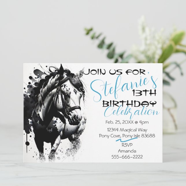 Spirit Pony 1 Birthday Invitation (Standing Front)