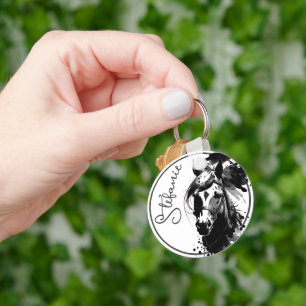 Spirit Pony 3 Black & White Key Ring