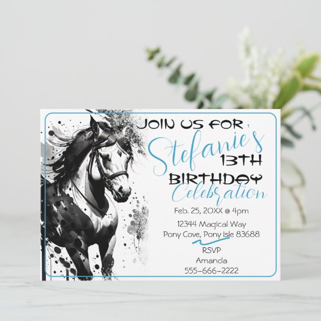 Spirit Pony 9 Birthday Invitation (Standing Front)
