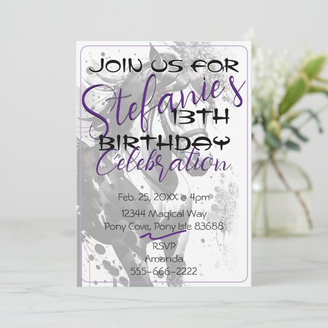 Spirit Pony 9 Birthday Invitation 2 (Standing Front)