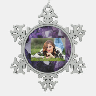 spirit quartz healing holistic purple amethyst snowflake pewter christmas ornament