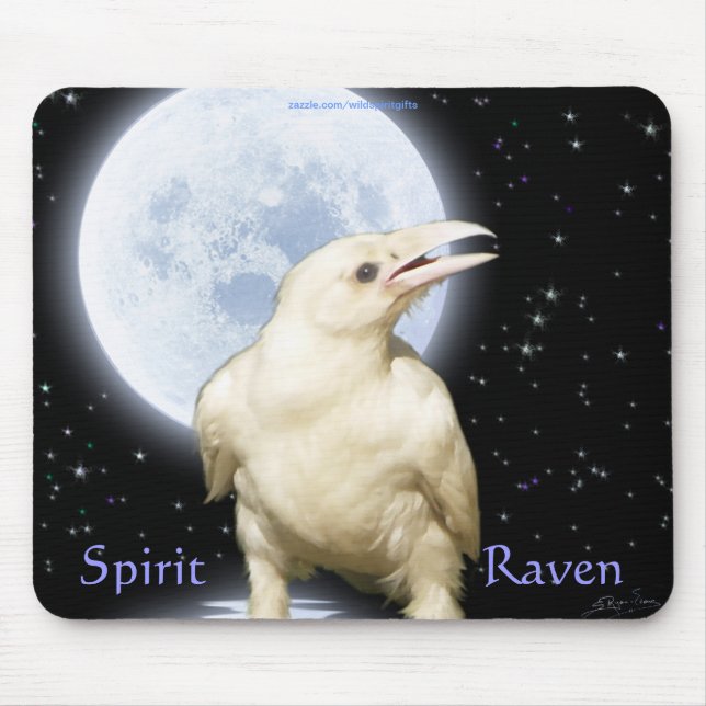 SPIRIT RAVEN Wildlife Birdlover Fantasy Art Mouse Pad (Front)