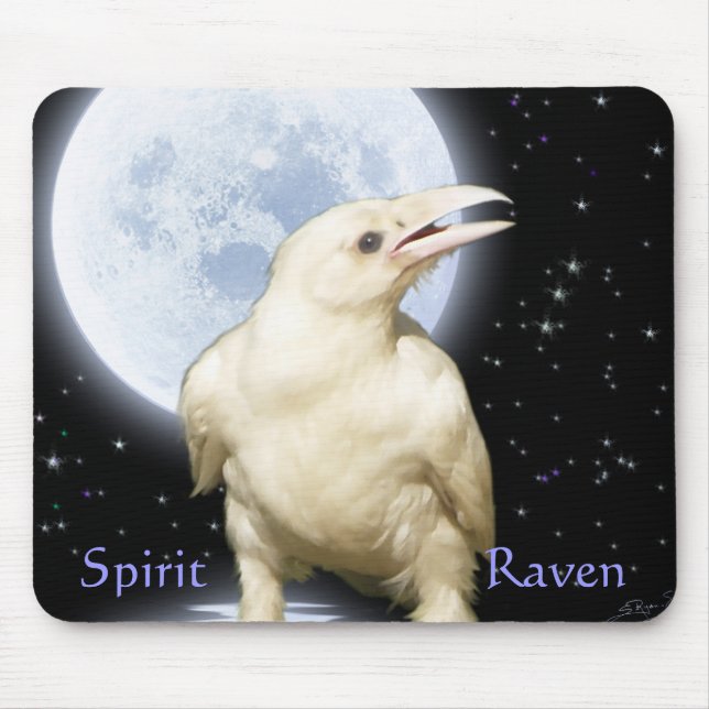SPIRIT RAVEN Wildlife Fantasy Art Mouse Pad (Front)