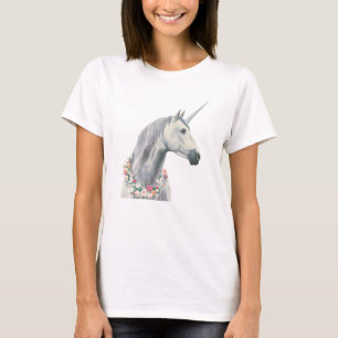 Spirit Unicorn with Flowers Around Neck T-Shirt