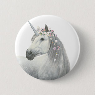 Spirit Unicorn with Flowers in Mane 6 Cm Round Badge