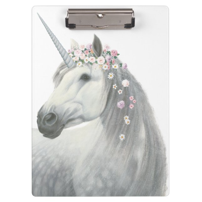 Spirit Unicorn with Flowers in Mane Clipboard (Front)