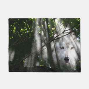 Spirit wolf in the woods doormat
