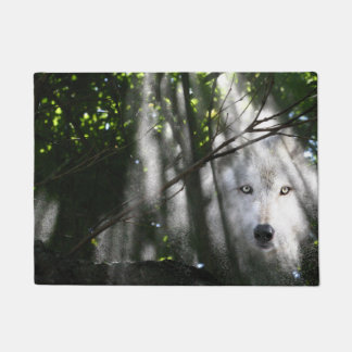 Spirit wolf in the woods doormat