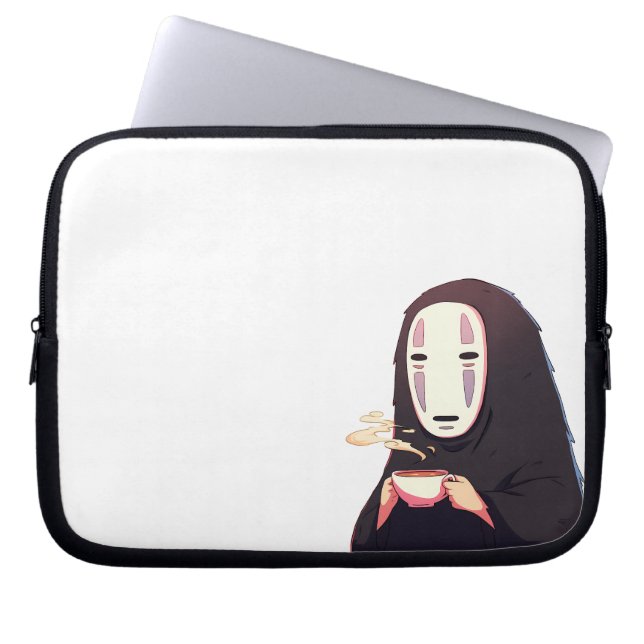 spirited away - mask anime drinking tea laptop sleeve (Front)