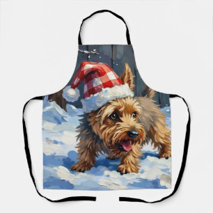 Spirited Cairn Terrier Dog Digging for Christmas T Apron