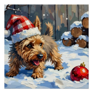 Spirited Cairn Terrier Dog Digging for Christmas T Poster
