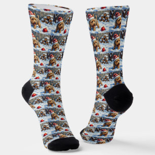 Spirited Cairn Terrier Dog Digging for Christmas T Socks