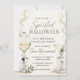 Spirited Halloween 21st Birthday Party Invitation